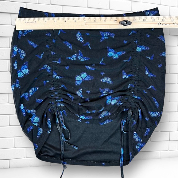 Y2K J For Justify Women's Black & Blue Butterfly Print Skirt Size Large Stretchy - Picture 4 of 8